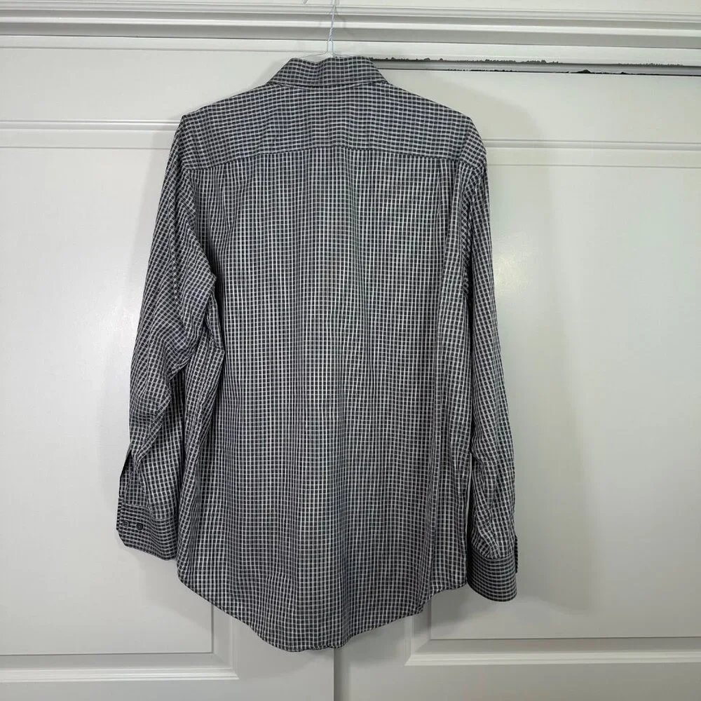 Banana Republic 100% Cotton Charcoal & White Check Button Down Long Sleeve Shirt
